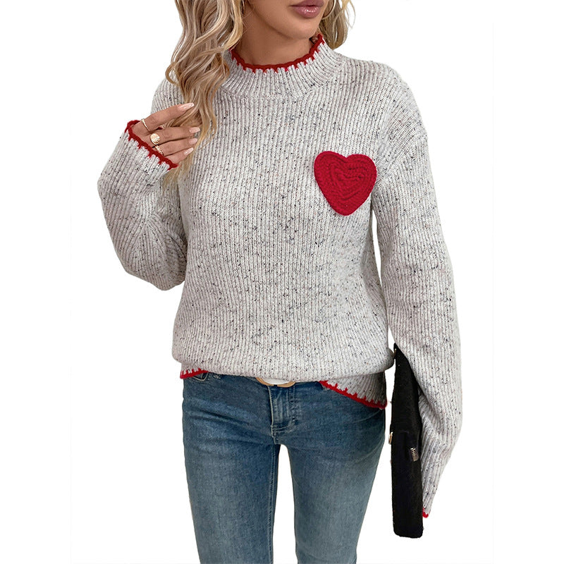 Damen Kuscheliger Pullover mit Herzmotiv Nord Taschen