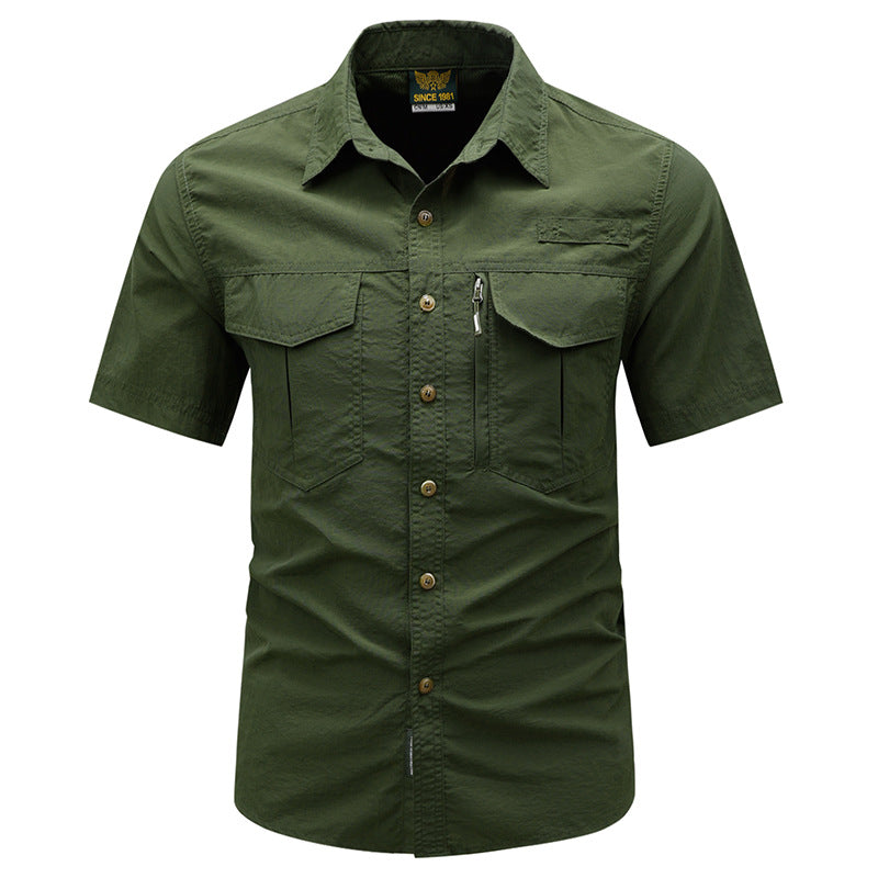 Men's  tactical short sleeve button shirt with dual flap chest pockets and discreet zip utility pocket Nord Taschen
