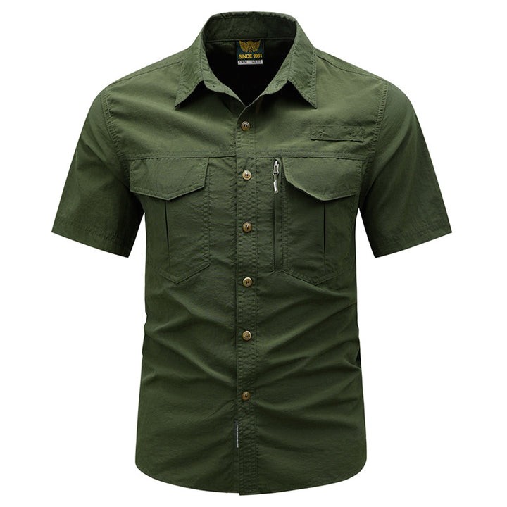 Men's  tactical short sleeve button shirt with dual flap chest pockets and discreet zip utility pocket Nord Taschen