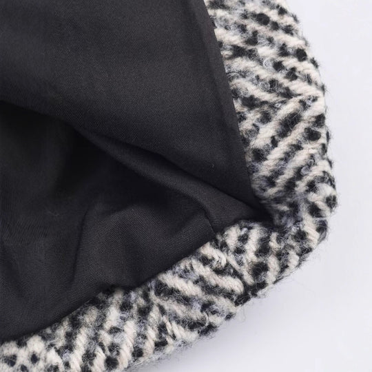 Damen Oversized Mantel mit Fischgrätmuster und tiefem Reverskragen Nord Taschen
