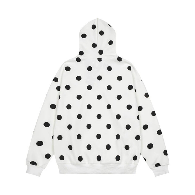 Damen Oversize-Kapuzenpullover mit Polka-Dot-Allover und Kängurutasche Nord Taschen
