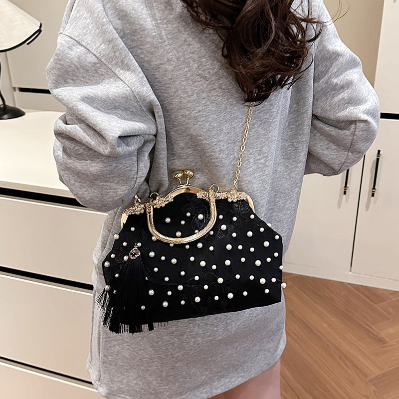 Damen elegante Clutch-Tasche mit luxuriösen Perlenverzierungen Nord Taschen