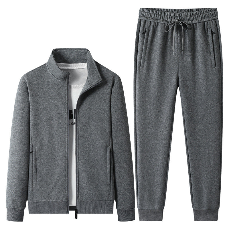 Herren Jogginganzug-Set aus Baumwollmix mit Stehkragen Reißverschlussjacke und Kordelbundhose Nord Taschen