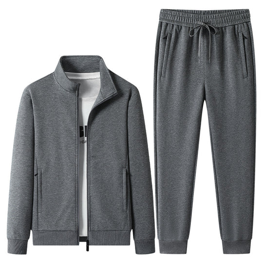 Herren Jogginganzug-Set aus Baumwollmix mit Stehkragen Reißverschlussjacke und Kordelbundhose Nord Taschen