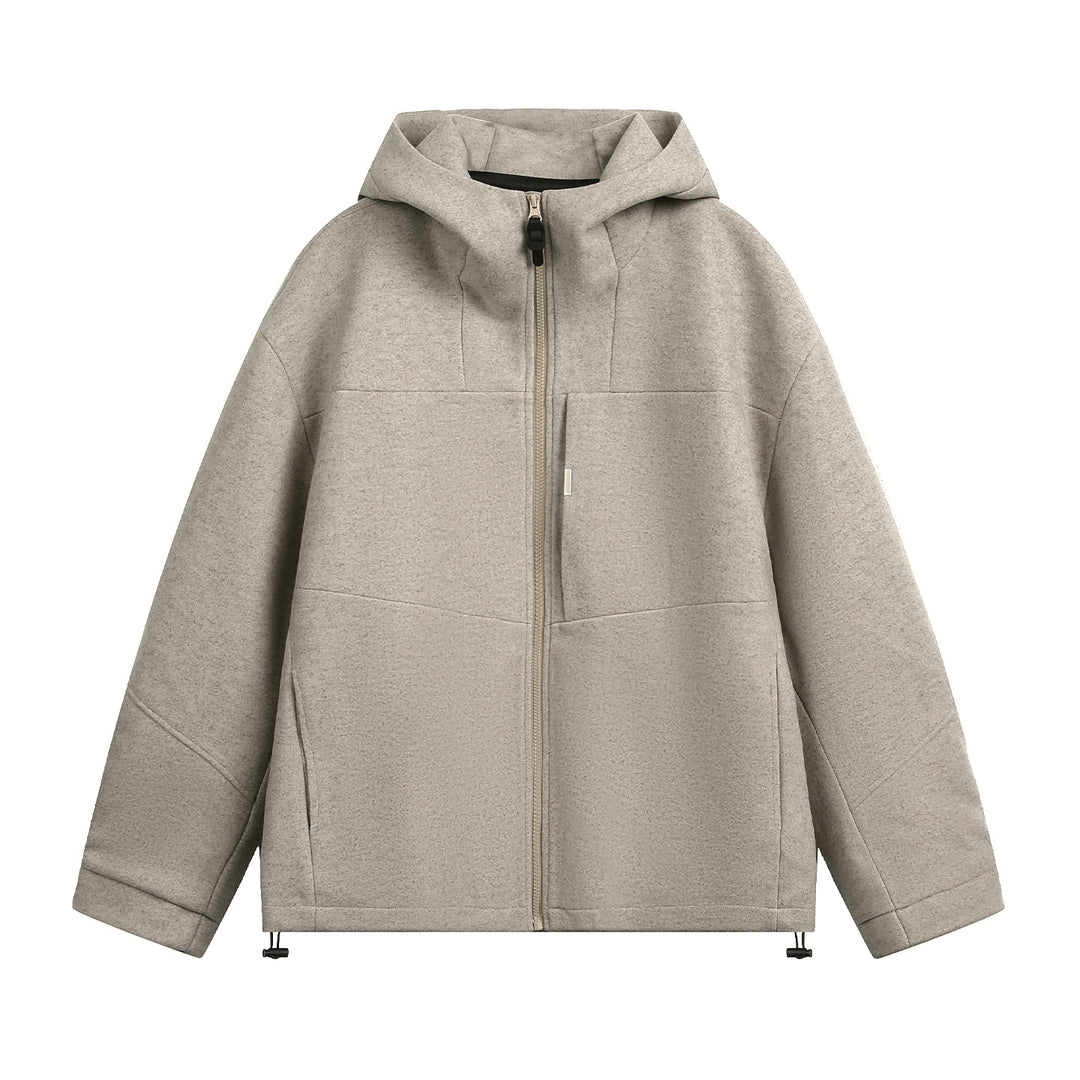 Unisex Oversize Kapuzenjacke aus meliertem Wollmix mit Kordelzugsaum Nord Taschen