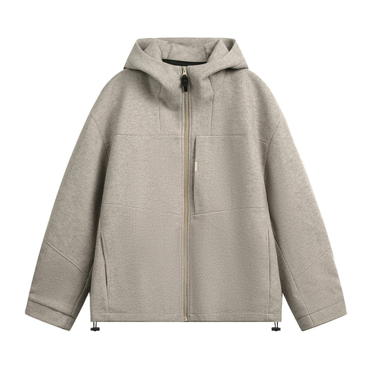 Unisex Oversize Kapuzenjacke aus meliertem Wollmix mit Kordelzugsaum Nord Taschen