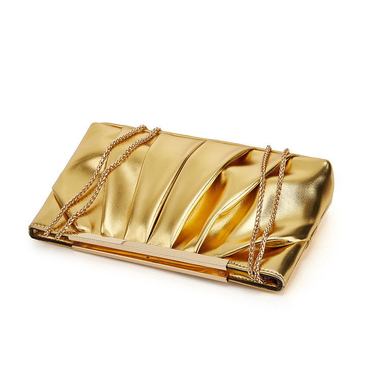Damen Clutch mit elegantem Faltendesign und feiner Kettenapplikation Nord Taschen