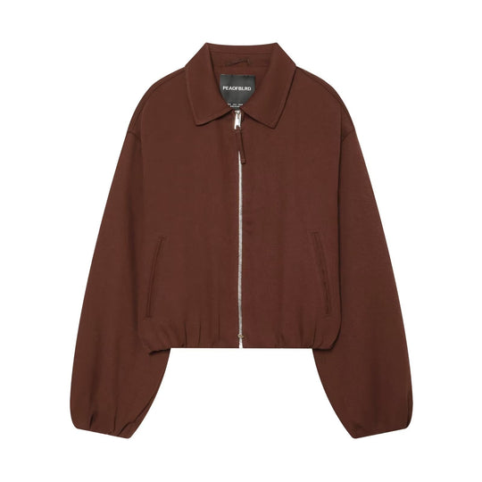 Damen Kurze Boxy-Blousonjacke aus Baumwollmix mit Front-Reißverschluss Nord Taschen