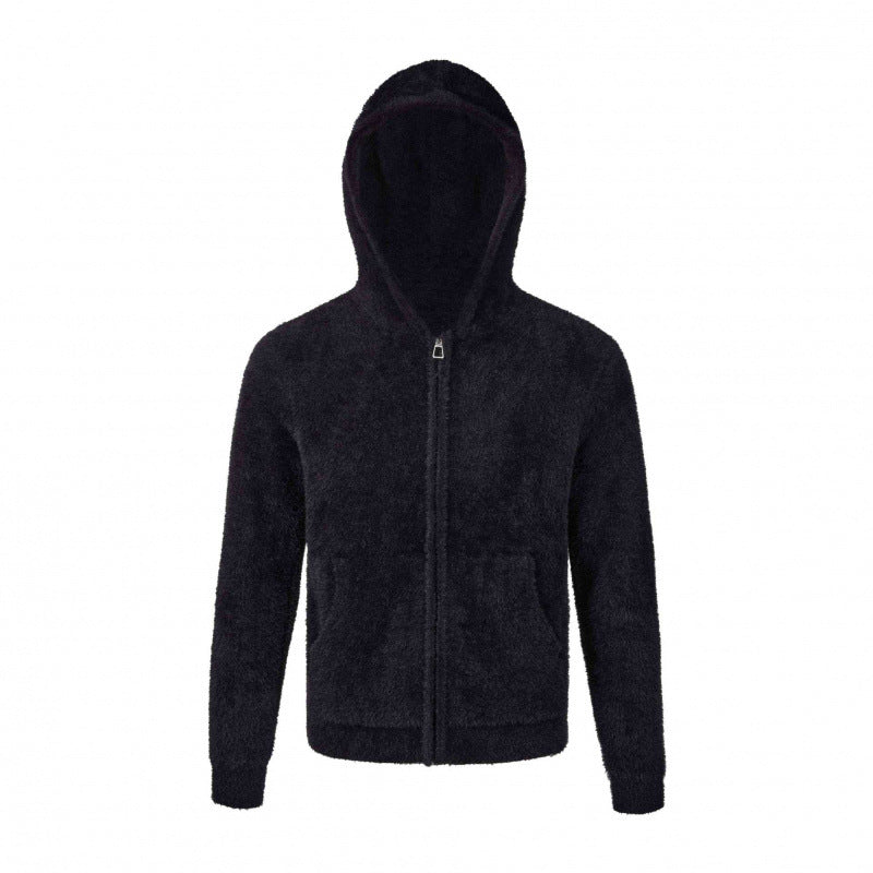 Damen Kapuzen-Fleecejacke aus Teddystoff mit Leopardenmuster und Reißverschluss Nord Taschen