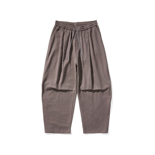 Herren Weite Relaxed-Fit Stoffhose mit Tunnelzug und Bundfalten Nord Taschen