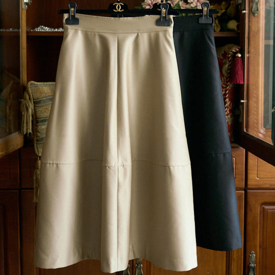 Damen Midirock aus veganem Leder mit hoher Taille und gestufter A‑Linie Nord Taschen