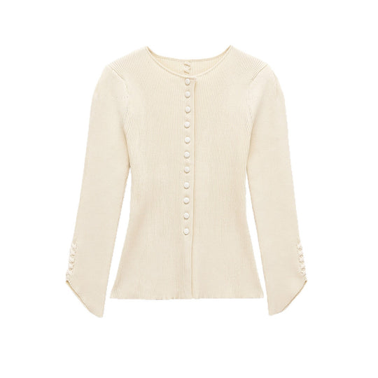 Damen Feinstrick-Cardigan mit durchgehender Knopfleiste, taillierter Rippenstruktur und geschwungenem Saum Nord Taschen