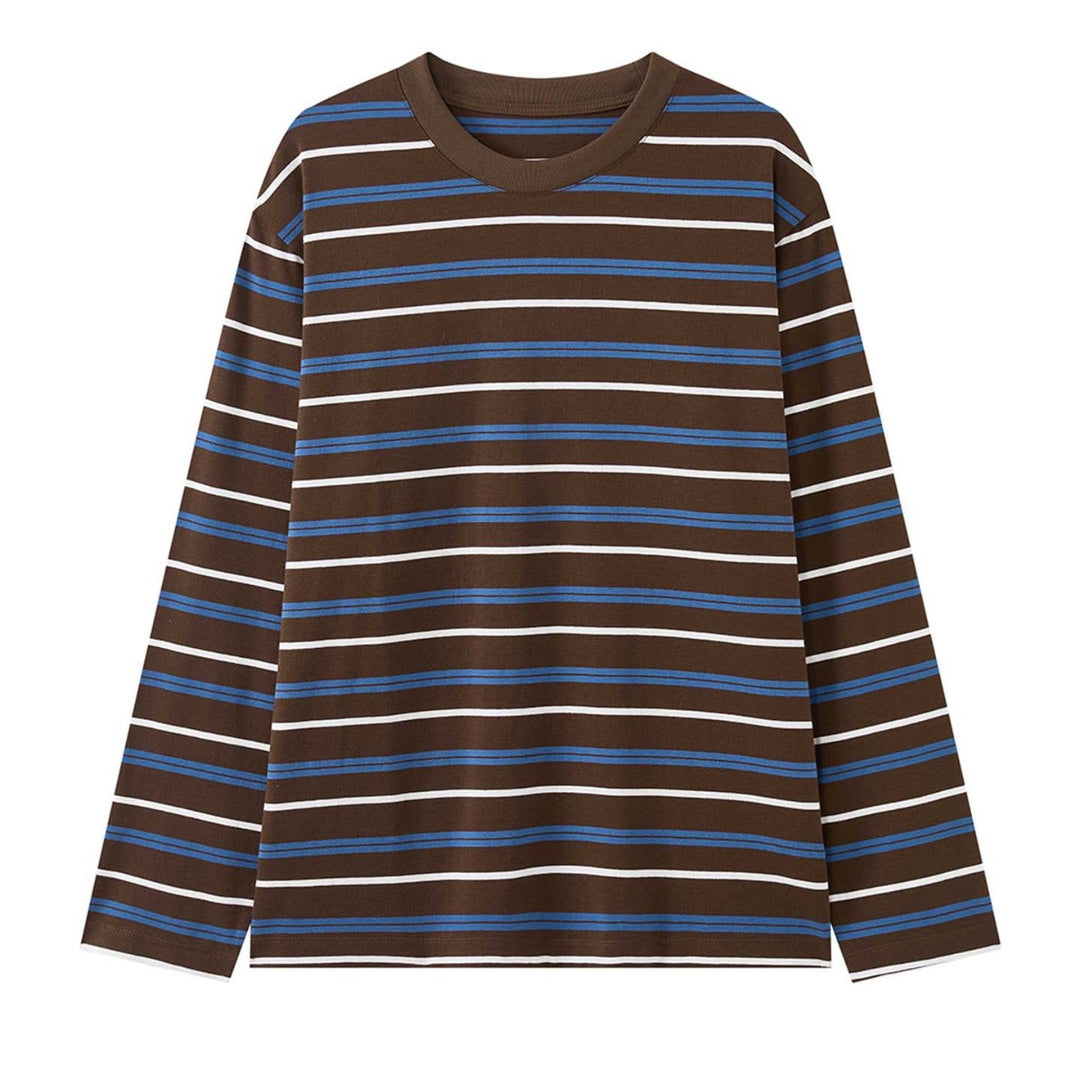 Damen Oversize-Langarmshirt mit Streifenmuster Nord Taschen