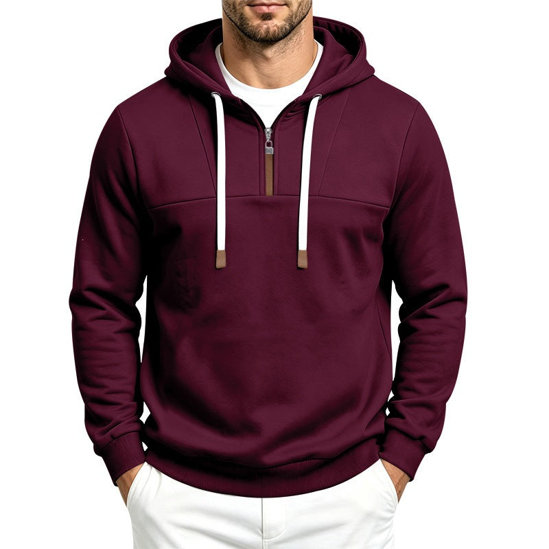 Herren Moderner Halbzip-Hoodie aus French Terry mit Zierriegel und Kordelzug Nord Taschen