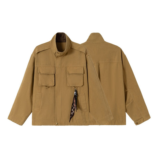 Herren Kurz geschnittene robuste Fieldjacke aus Baumwollcanvas mit Stehkragen und aufgesetzten Taschen Nord Taschen