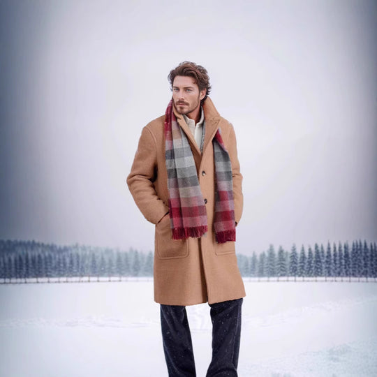 Herren Mid‑Length Teddy‑Wollmantel mit aufgesetzten Eingrifftaschen und Stehkragen Nord Taschen