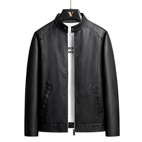 Herren Schlichte Kunstleder-Cityjacke mit Stehkragen, Zweiwege-Reißverschluss & Eingrifftaschen Nord Taschen