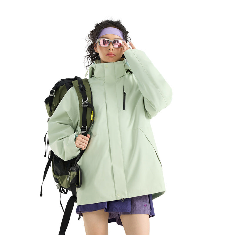 Damen Leichte wasserdichte Parka-Kapuzenjacke mit versiegelten Nähten und Kordelzug Nord Taschen