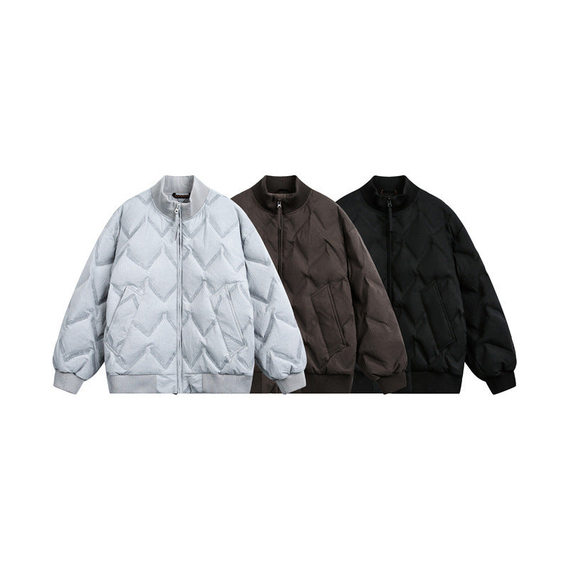 Herren Oversize-Steppblouson mit Rippkragen und Zickzack-Steppung Nord Taschen