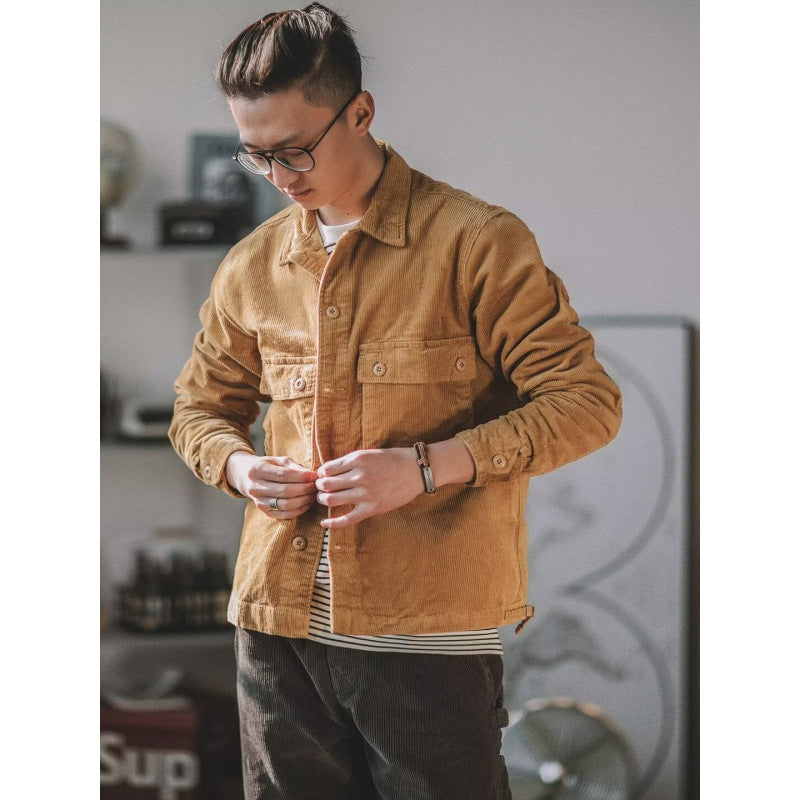 Herren Robustes Kord-Overshirt im Worker-Look mit aufgesetzten Pattentaschen Nord Taschen