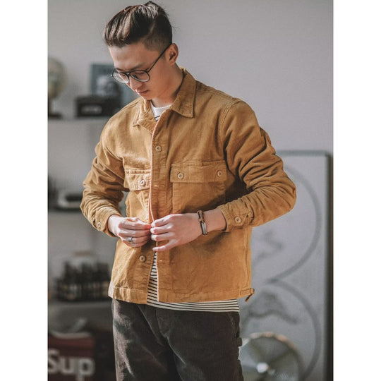 Herren Robustes Kord-Overshirt im Worker-Look mit aufgesetzten Pattentaschen Nord Taschen