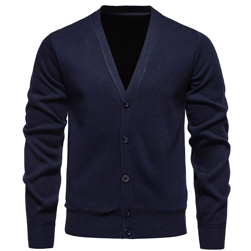 Herren Feinstrick-Cardigan mit V-Ausschnitt, schmaler Silhouette und Rippabschlüssen Nord Taschen