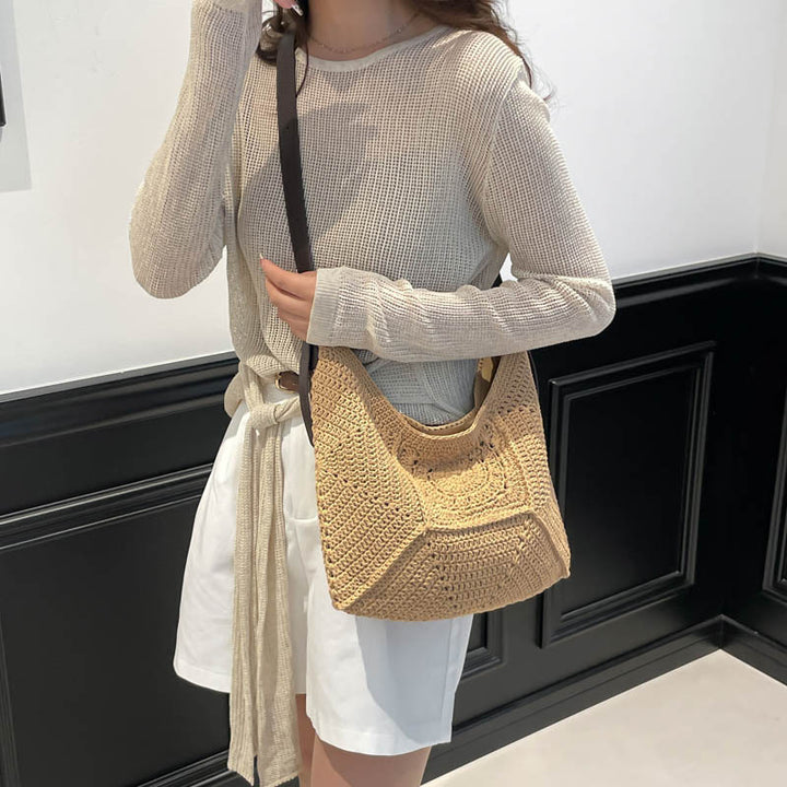 Damen Häkel-Handtasche mit strukturiertem Design und verstellbarem Schulterriemen Nord Taschen
