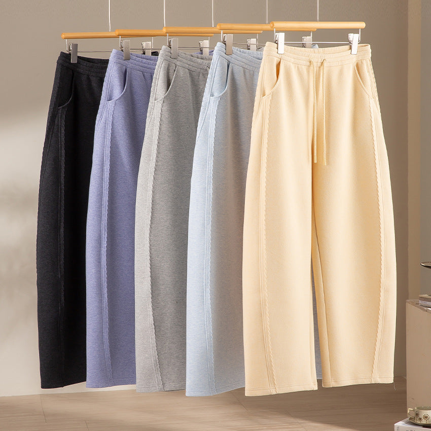 Damen Weiche High‑Waist Jogginghose aus Teddyfleece mit weitem Bein und Kordelzug Nord Taschen