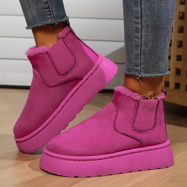 Damen  gefütterte Chelsea-Boots im Velours‑Look mit hohem Plateau‑Sohlenprofil und weichem Innenfutter Nord Taschen