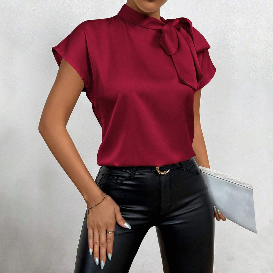 Damen Elegantes Satinoberteil mit Schleife