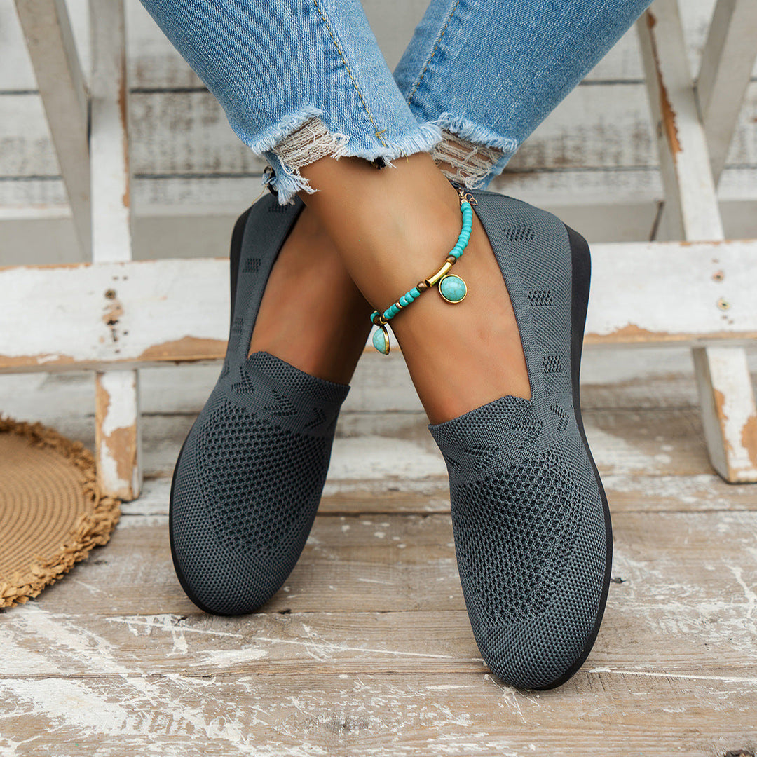 Damen Atmungsaktive Slip-On Sneakers mit flexiblem Strickdesign - Arvani