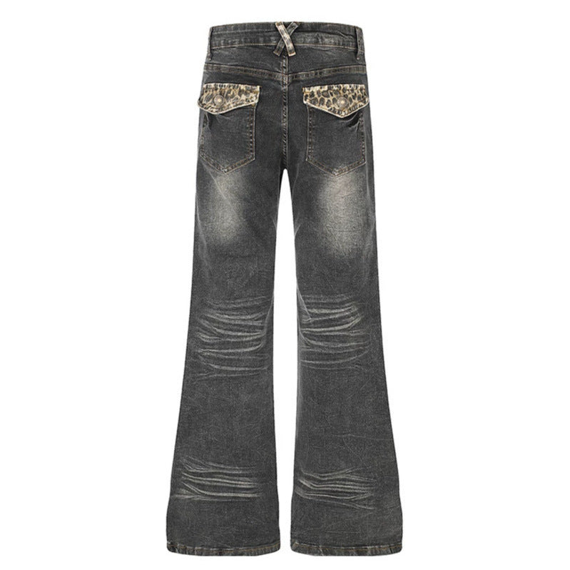 Damen Weite High‑Waist Flared-Jeans mit Vintage‑Used-Effekt und Zierdetails Nord Taschen