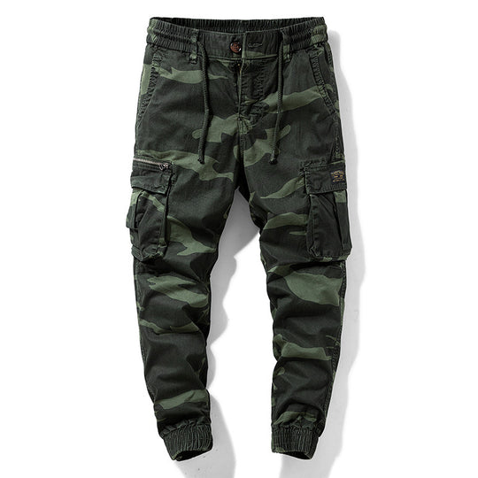 Herren Camouflage‑Cargo‑Jogger aus robustem Baumwollmix mit Tunnelzugbund, Reißverschluss‑Tasche und gerippten Knöcheln Nord Taschen