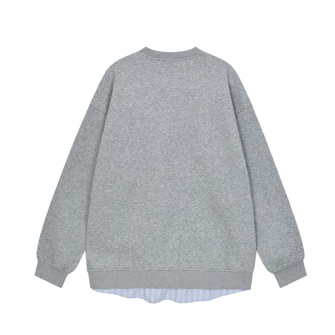Damen Lässiges Oversize-Sweatshirt mit eingearbeitetem Hemd-Detail und Front-Öffnung Nord Taschen