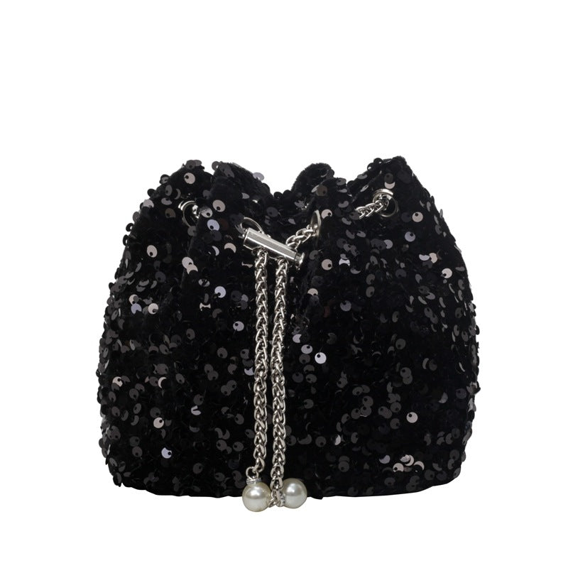 Damen Glitzernde Beuteltasche mit elegantem Kettenriemen Nord Taschen