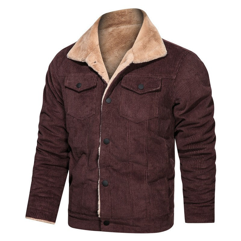 Herren Cord-Truckerjacke mit Teddyfutter und Hemdkragen Nord Taschen