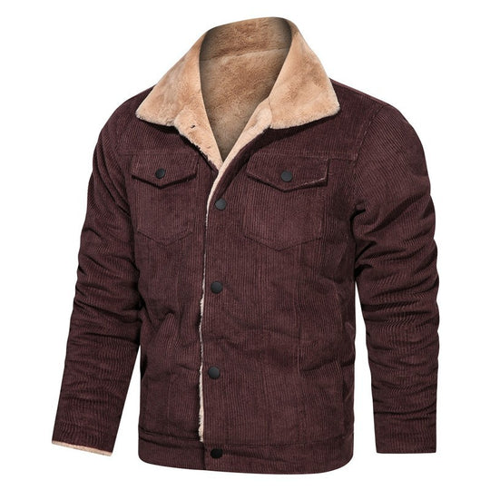 Herren Cord-Truckerjacke mit Teddyfutter und Hemdkragen Nord Taschen