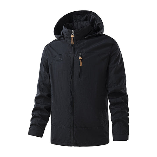 Herren Ultraleichte Outdoor-Kapuzenjacke mit Mesh-Innenfutter, Brustreißverschluss und verstellbaren Bündchen Nord Taschen
