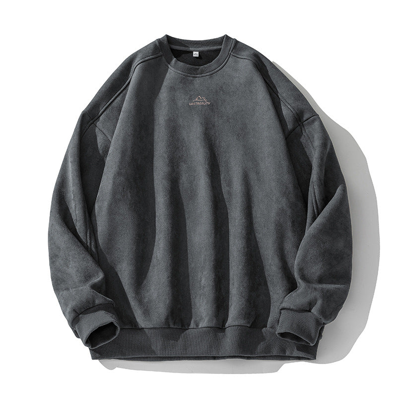 Unisex Oversize Rundhals-Sweatshirt mit minimalistischer Bergstickerei Nord Taschen