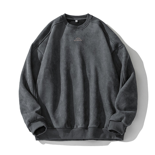 Unisex Oversize Rundhals-Sweatshirt mit minimalistischer Bergstickerei Nord Taschen