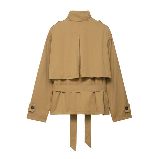 Damen 10+ taillierte Kurz‑Fieldjacke mit Bindegürtel und Schulterpatten Nord Taschen