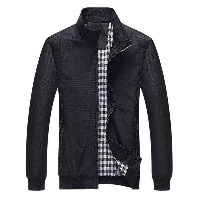 Herren leichter Zip-Blouson aus Funktionsmix mit Stehkragen und kariertem Innenfutter Nord Taschen