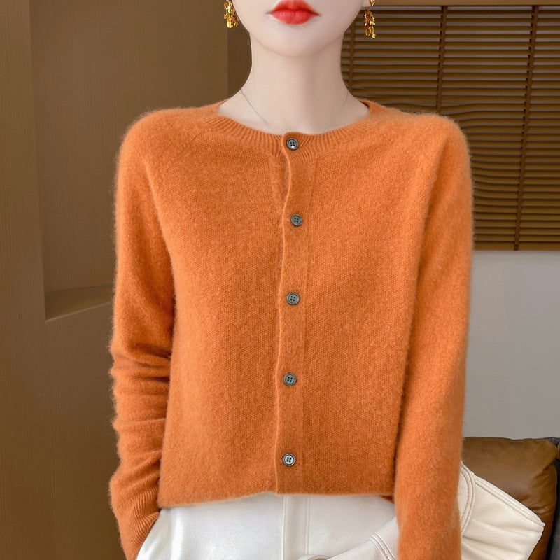 Damen Kuscheliger Kurzcardigan aus Mohair‑Mix mit feiner Schurwollstruktur und Perlmuttknopfleiste Nord Taschen