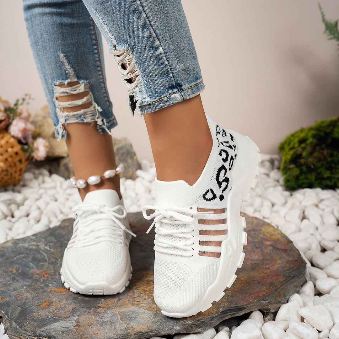 Damen Sportliche Sneakers mit atmungsaktivem Netzdesign und modischem Leopardenmuster Nord Taschen