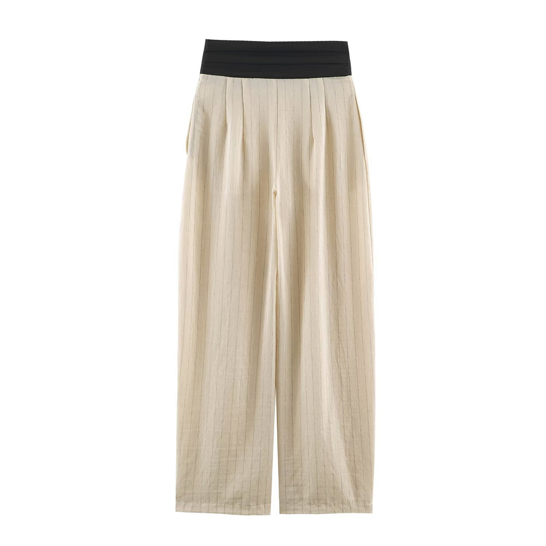 Damen Weite Leinenoptik-Hose mit hohem Komfortbund Nord Taschen
