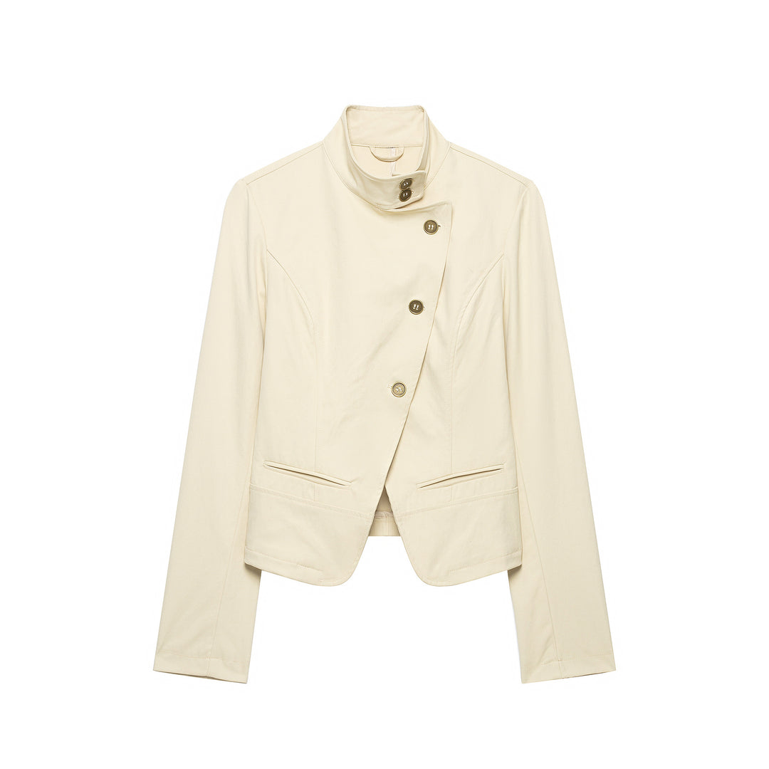 Damen Kurzblazer mit asymmetrischer Knopfleiste und hohem Stehkragen Nord Taschen
