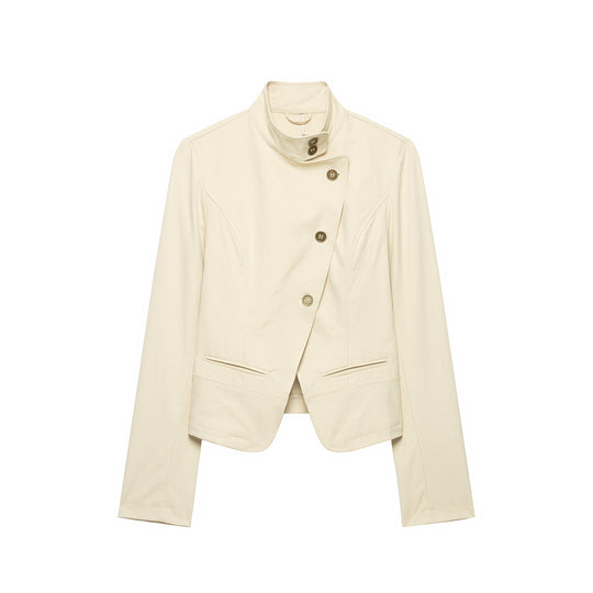 Damen Kurzblazer mit asymmetrischer Knopfleiste und hohem Stehkragen Nord Taschen