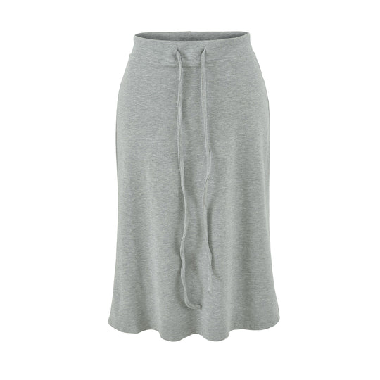 Damen Jersey-Midirock mit hohem Bund, Tunnelzug und A-Linien-Schnitt Nord Taschen