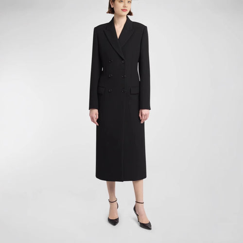 Damen Midilanger Doppelreihiger Blazer‑Mantel mit strukturierter Schulter und schlanker Passform Nord Taschen