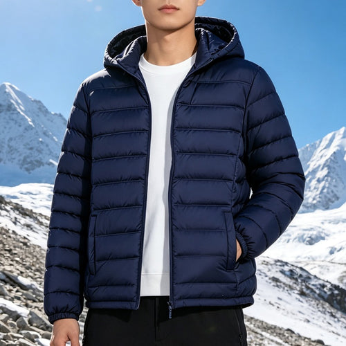 Herren Wattierte leichte Kapuzensteppjacke mit Thermofüllung und durchgehendem Reißverschluss Nord Taschen